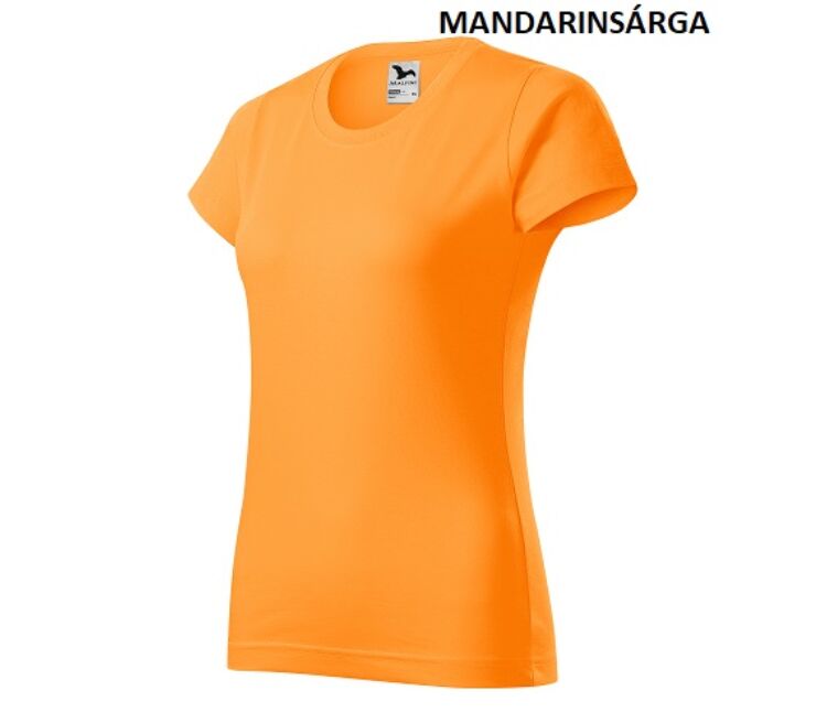Malfini basic 134 női pamut környakas póló Mandarinsárga (A2)