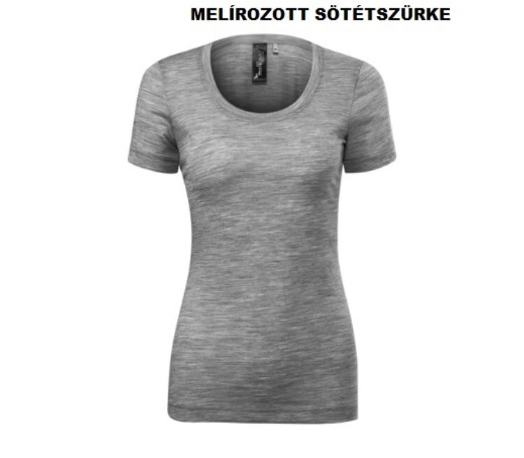 Malfini MERINO RISE 158 női prémium merinói gyapjú póló (Melírozott sötétszürke 12)