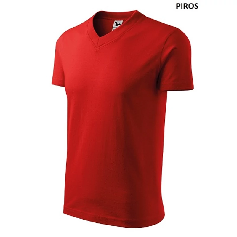 Malfini 102 V-nyakú unisex pamut póló Piros (07)