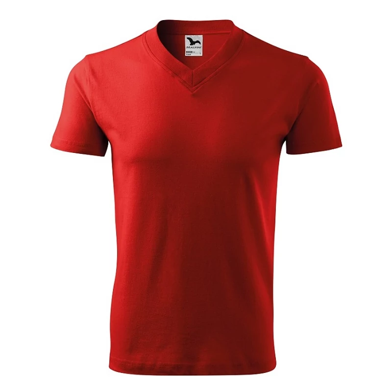 Malfini 102 V-nyakú unisex pamut póló Piros (07)